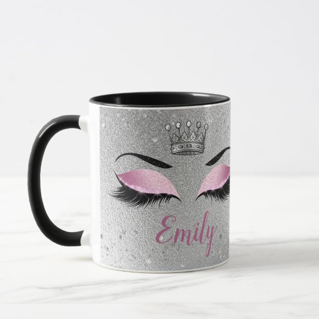 Mug Monogramme des yeux de Parties scintillant rose pâ (Gauche)