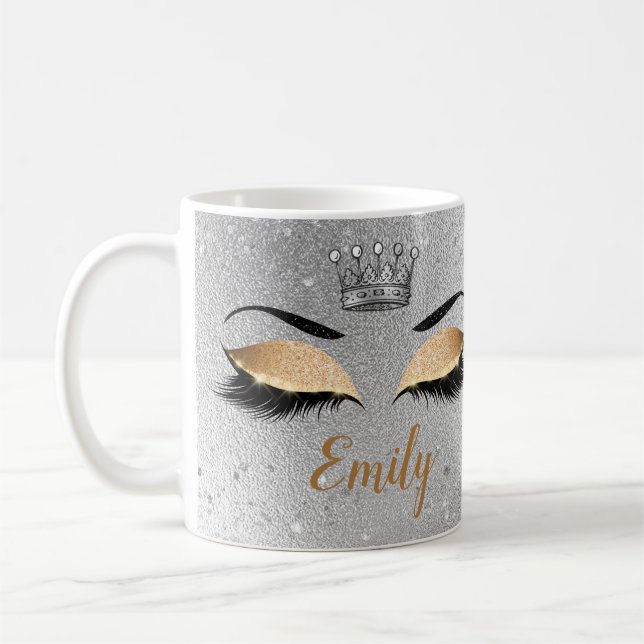 Mug Monogramme des yeux Parties scintillant or (Gauche)