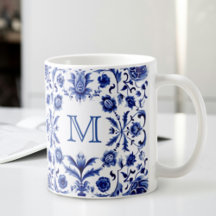 monogramme design bleu delft