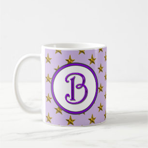 Mug Monogramme d'étoile céleste violet initial de fami