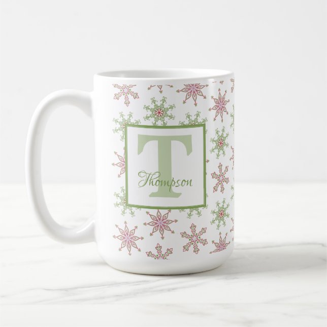 Mug Monogramme d'hiver Moderne Vacances Stylé Personna (Gauche)