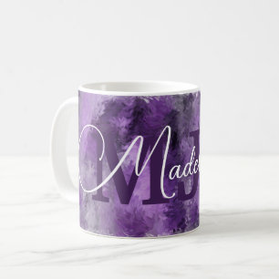 Mug Monogramme d'impressions violettes avec nom