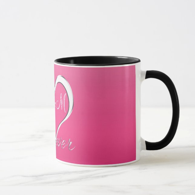 Mug Monogramme d'initiales de coeur de couples (Droite)