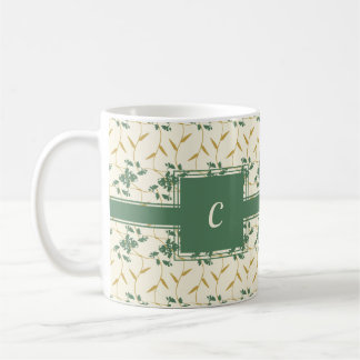 Mug Monogramme d'ivoire floral regal joyeux