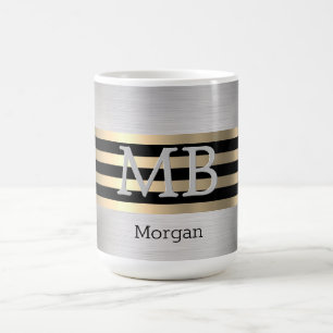 Mug Monogramme DIY et nom Yel Acier brossé Or Noir Vs2