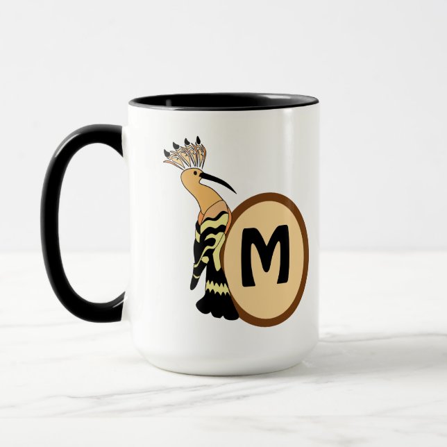Mug Monogramme d'oiseau Whimsical Hoopoe (Gauche)