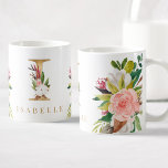 Mug Monogramme d'or Aquarelle Florale Botanique<br><div class="desc">Une tasse à café personnalisée avec un faux monogramme "I" de lettre d'or,  avec des illustrations décoratives d'aquarelle florale et de feuillage. Customisez facilement avec votre nom ou créez un cadeau unique pour vos proches.</div>