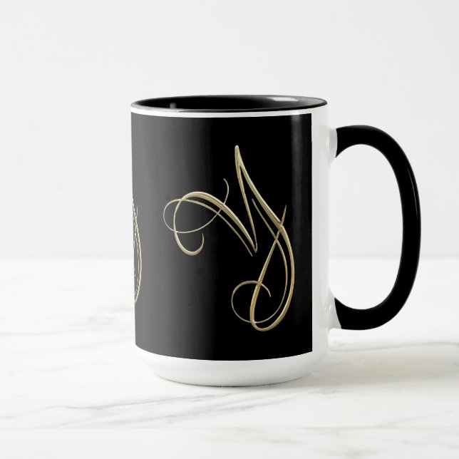 Mug Monogramme d'or de l'initiale Y (Droite)
