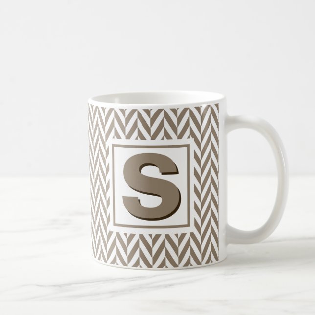 Mug Monogramme d'os de cerf blanc tan (Droite)