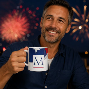 Mug Monogramme Drapeau Américain Rouge Blanc Bleu