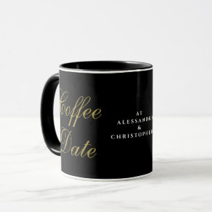 Mug Monogramme drôle Noms des hôtes de café noir or