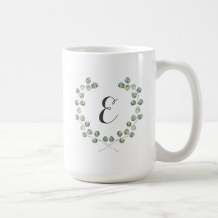 Mug Monogramme du cadre   de feuille d'eucalyptus