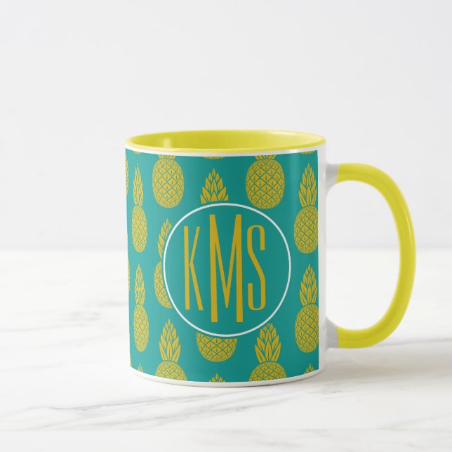 Mug Monogramme du fruit tropical | d'ananas (Droite)