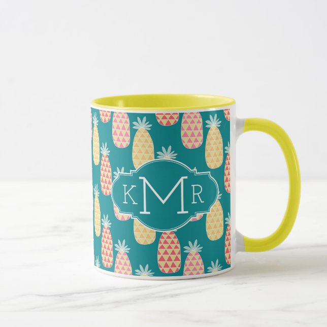 Mug Monogramme du motif | de griffonnage d'ananas (Droite)