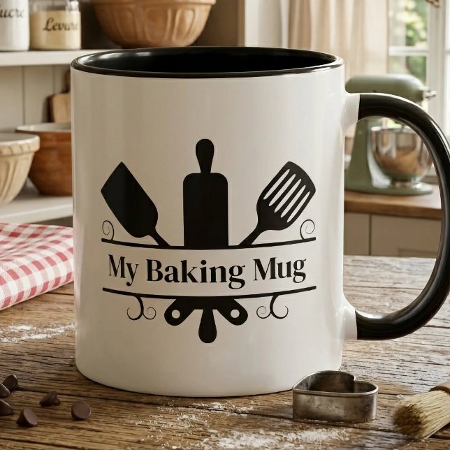 Mug Monogramme d'ustensiles de cuisine (Kitchen Utensils Monogram Mug)