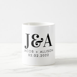 Mug monogramme élégant chocolat mariage faveur