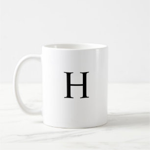 Mug Monogramme Élégant Classique Noir