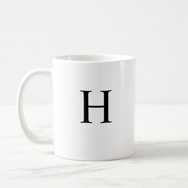 Mug Monogramme Élégant Classique Noir (Gauche)