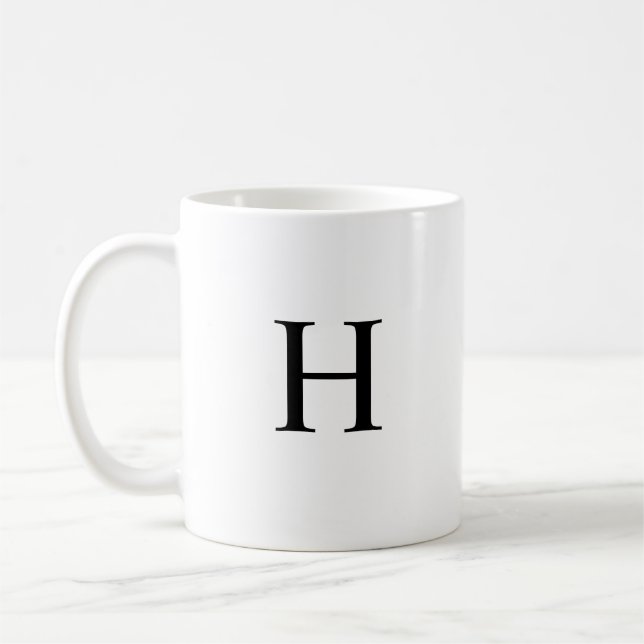 Mug Monogramme Élégant Classique Noir (Gauche)