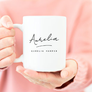 Mug Monogramme Élégant Classique Signature Personnalis