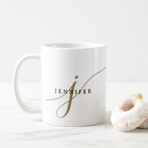 Mug Monogramme élégant en noir et or