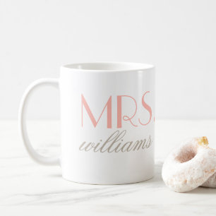 Mug Monogramme Élégant Mariage Mme Rose