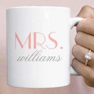 Mug Monogramme Élégant Mariage Mme Rose