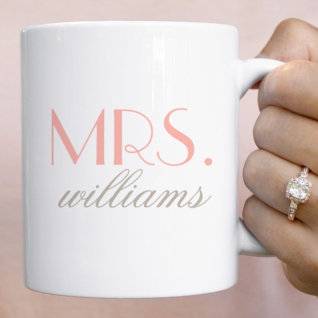 Mug Monogramme Élégant Mariage Mme Rose (Créateur téléchargé)