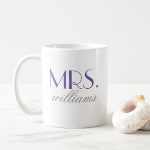 Mug Monogramme Élégant Mariage Mme Violet