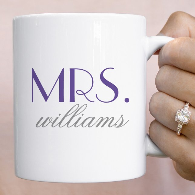Mug Monogramme Élégant Mariage Mme Violet (Créateur téléchargé)