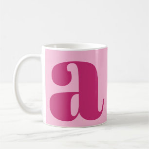 Mug Monogramme élégant moderne Rose gras initial