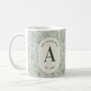 Mug Monogramme élégant monogramme de la famille verte
