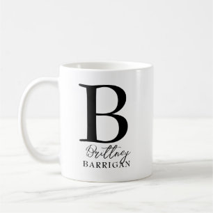 Mug Monogramme élégant noir et blanc