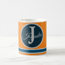 Monogramme élégant orange gris bleu personnalisé