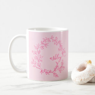Mug Monogramme élégant rose chaud moderne