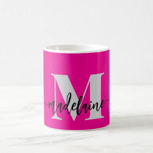 Mug Monogramme élégant rose noir
