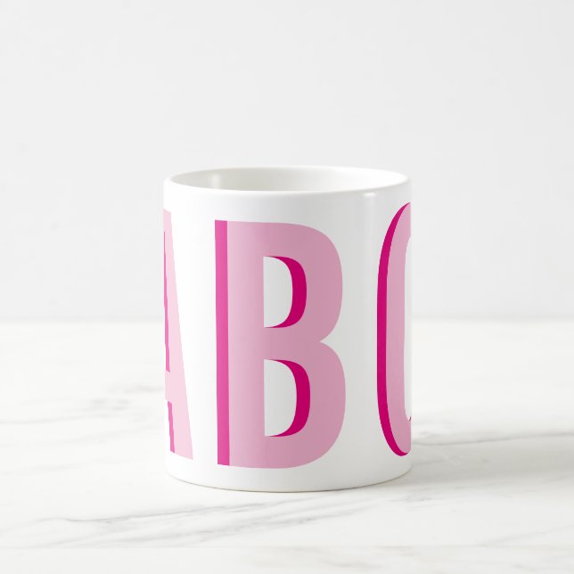Mug Monogramme empilé gras rose à 3 lettres (Centre)
