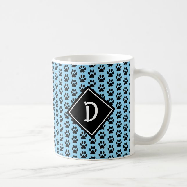 Mug Monogramme Empreinte de patte incomparable (Droite)