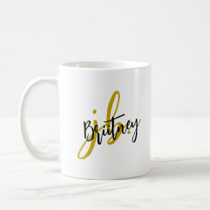 Mug Monogramme en écriture noire et or