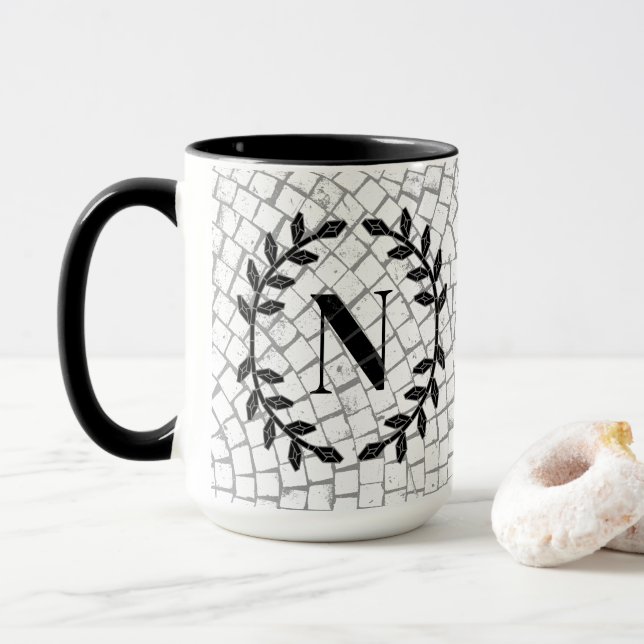 Mug Monogramme en impression mosaïque (Avec donut)