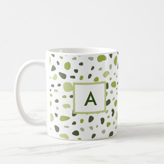Mug Monogramme en terre cuite verte Sage (Gauche)