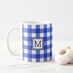 Mug Monogramme En vichy bleu