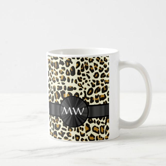 Mug Monogramme et empreinte de léopard (Droite)