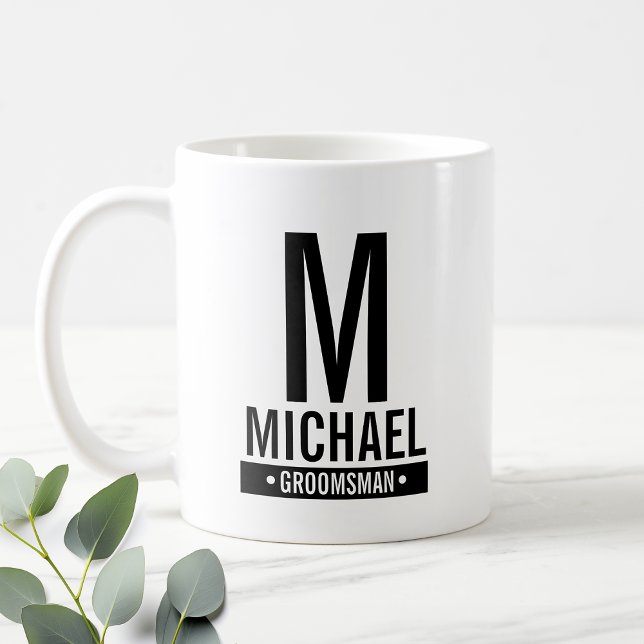 Mug Monogramme et nom du Groomsman personnalisé (Créateur téléchargé)