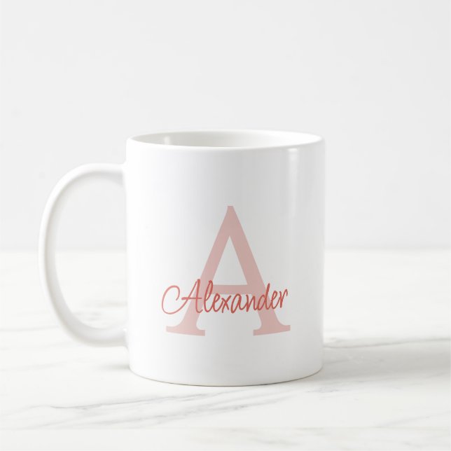 Mug Monogramme et nom écrits à la main avec une écritu (Gauche)
