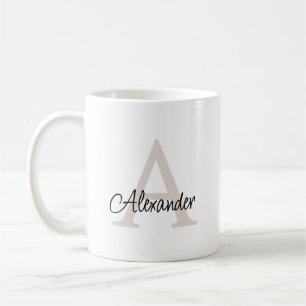 Mug Monogramme et nom écrits à la main dans un style é