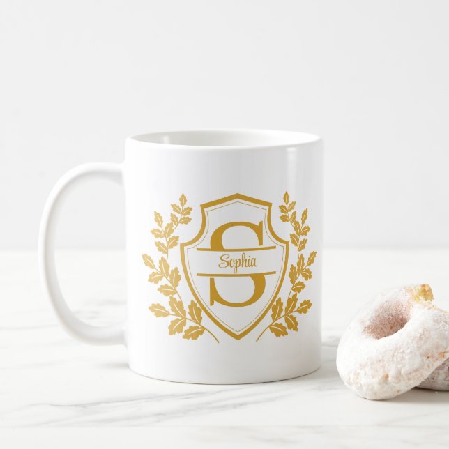 Mug Monogramme et nom élégants en lettres majuscules d (Avec donut)