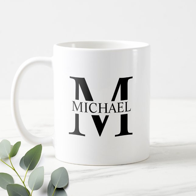 Mug Monogramme et nom personnalisés blancs (Créateur téléchargé)