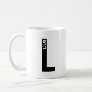 Mug Monogramme et nom personnalisés gras modernes