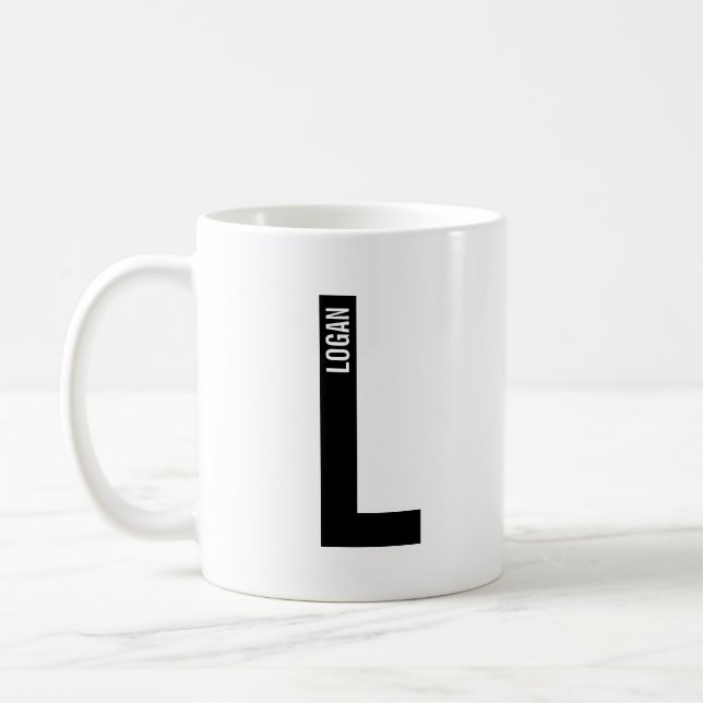 Mug Monogramme et nom personnalisés gras modernes (Gauche)